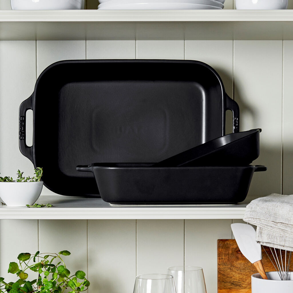 3-pc, Rectangular Baking Dish Set, Matte Black,,large