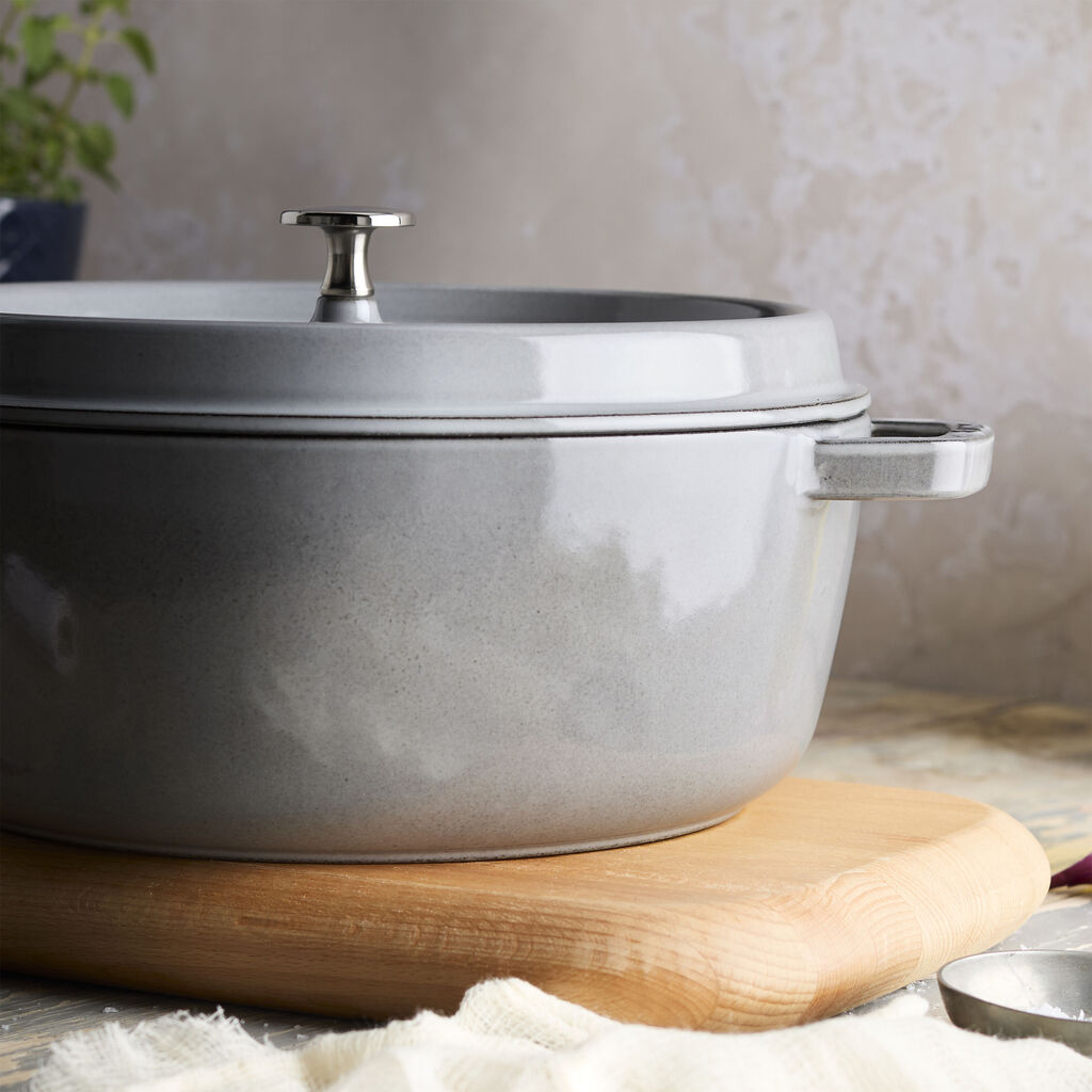 6 qt, Round, Shallow Wide Dutch Oven, Graphite Grey,,large