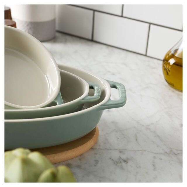 3-pc, Oval, Baking Dish Set, Eucalyptus,,large