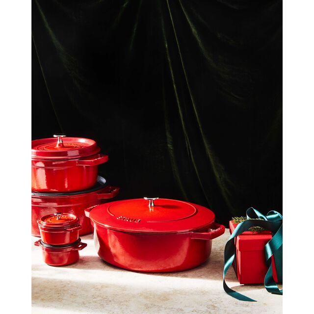 3-pc, Mini Round Dutch Oven Set, Cherry,,large