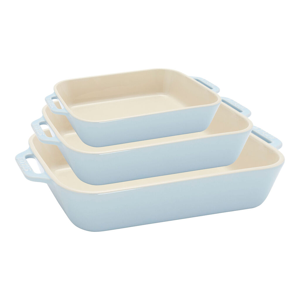 3-pc, Rectangular Baking Dish Set, Light Blue,,large