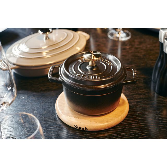 6-inch, Round, Magnetic Wood Trivet, Brown,,large