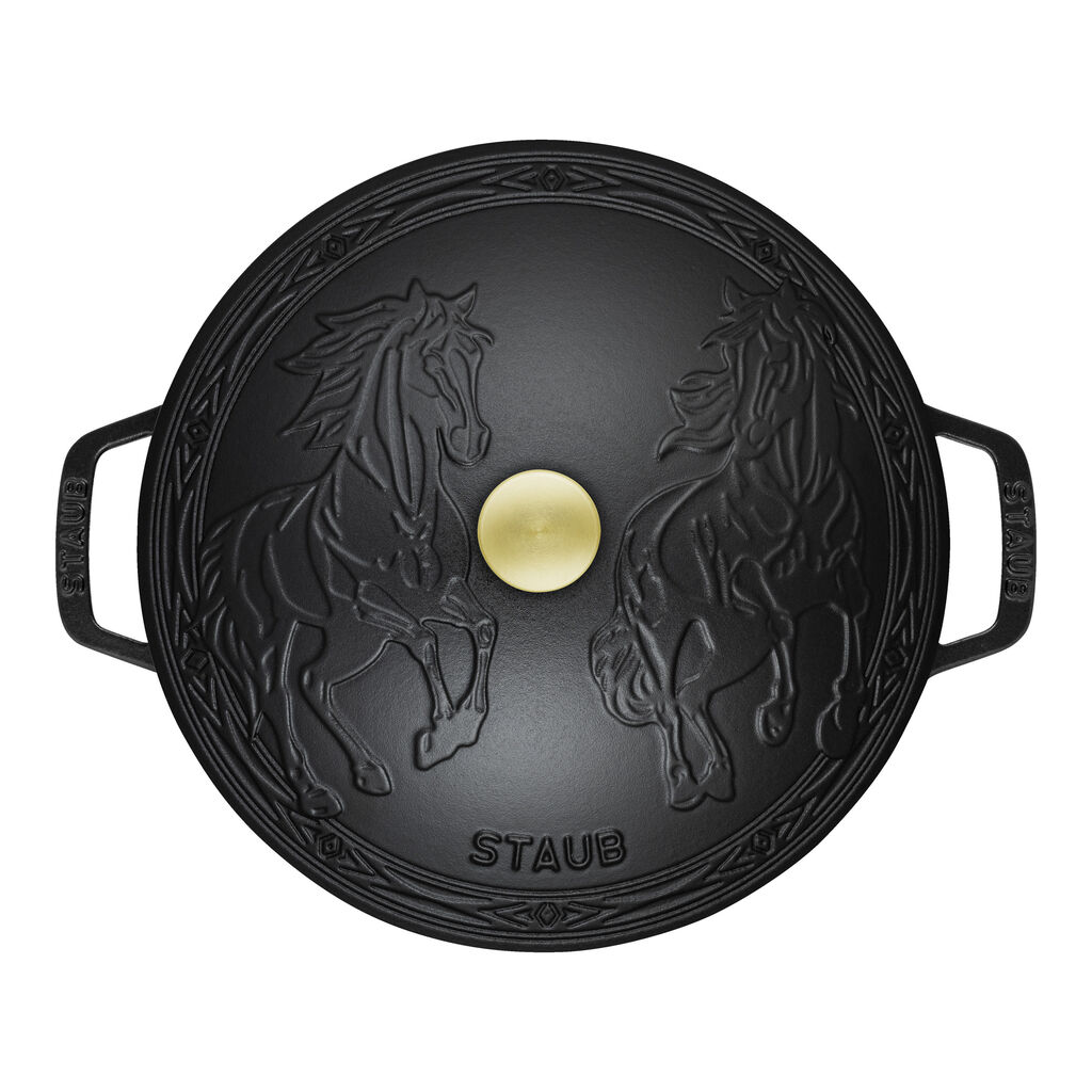 5 qt, Essential French Oven with Horse Lid, Matte Black,,large