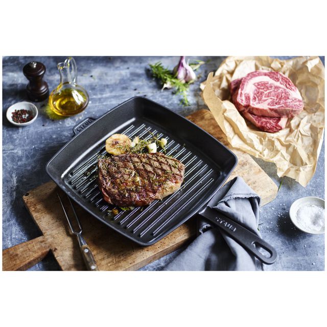 12-inch, Cast Iron, Square, Grill Pan, Matte Black,,large
