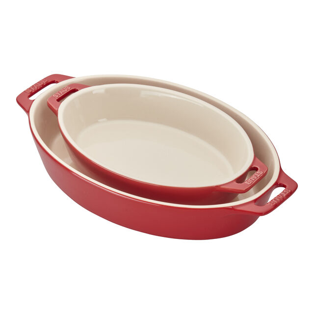 2-pc, Oval Baking Dish Set, Cherry,,large