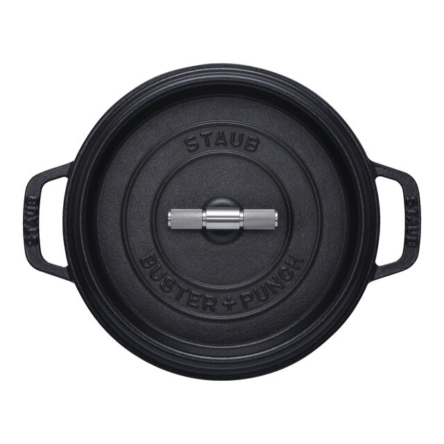 4 qt, Round, Dutch Oven Buster And Punch, Matte Black,,large