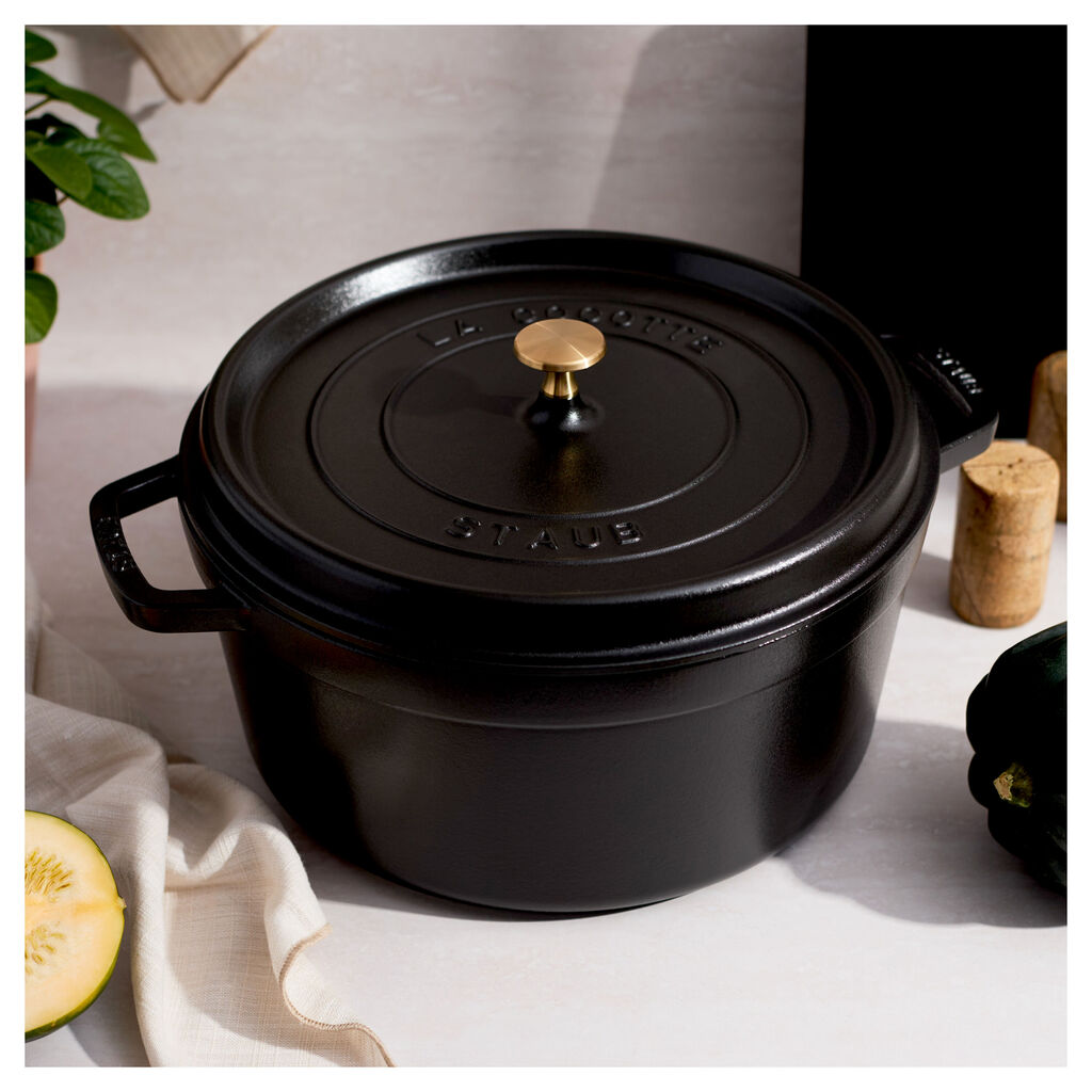 9 qt, Round, Dutch Oven, Matte Black,,large