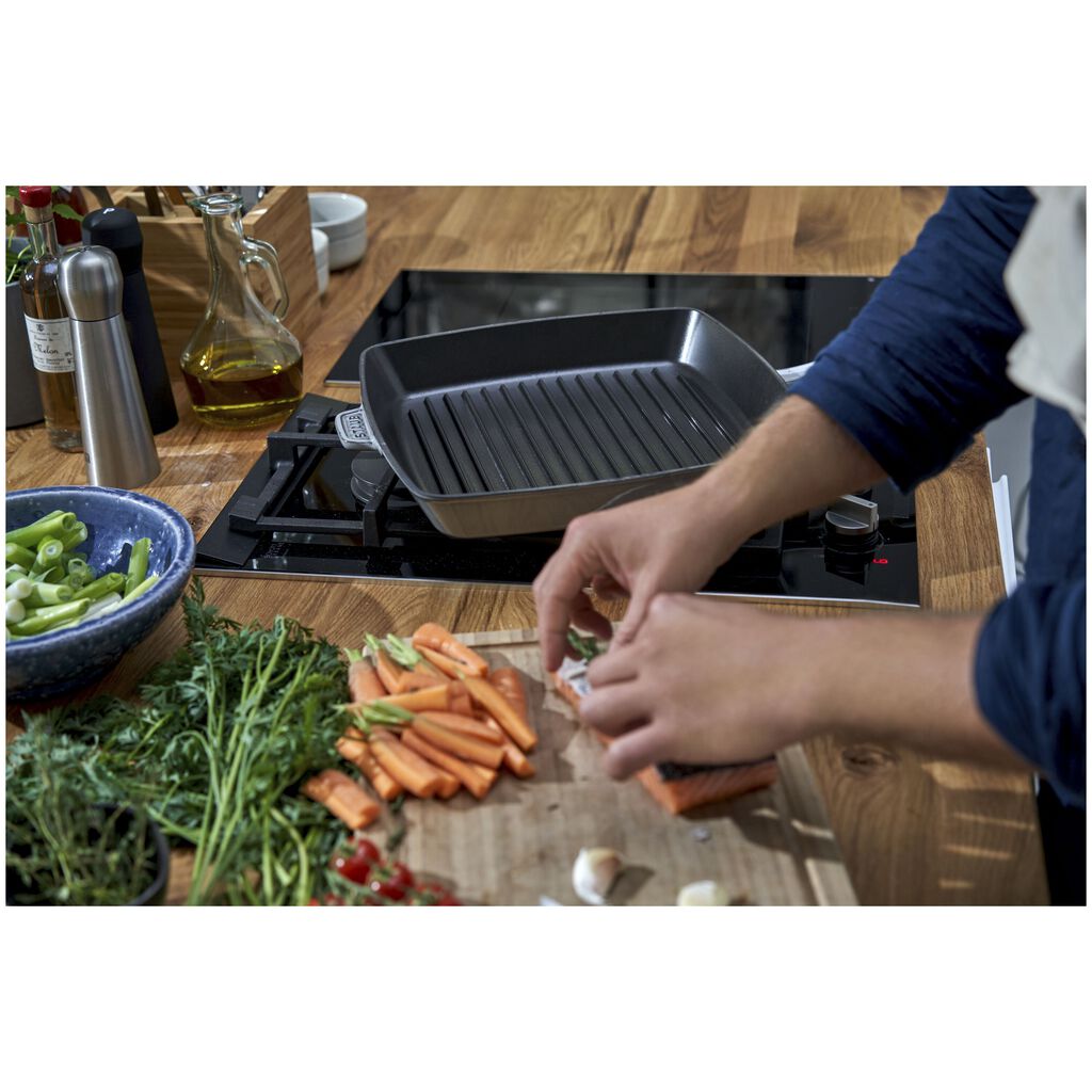 12-inch, Cast Iron, Square, Grill Pan, Graphite Grey,,large