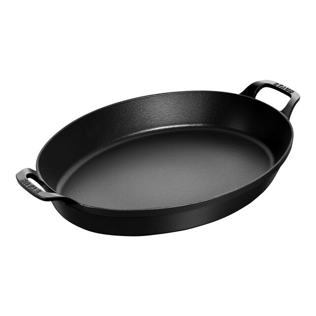 14.5-x 11-inch, Oval, Gratin Baking Dish, Matte Black,,large