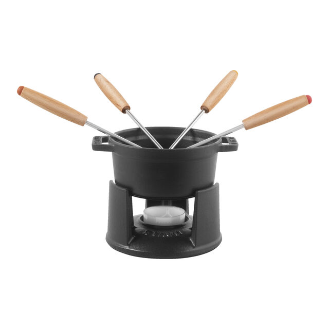 4-inch, 0.25-qt Mini Chocolate Fondue Set, Matte Black,,large