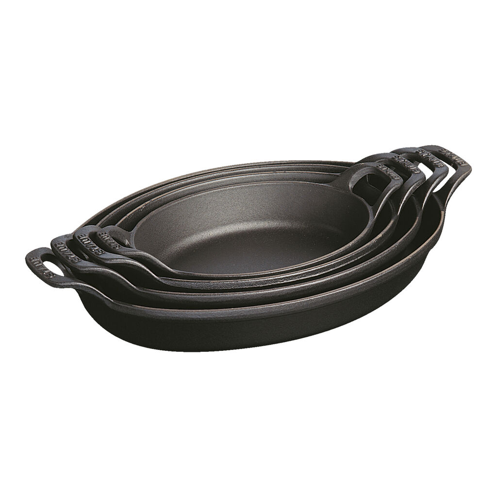 12.5-inch, Oval, Gratin Baking Dish, Matte Black,,large