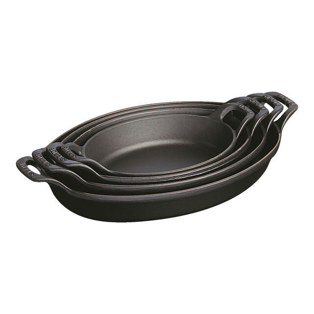 12.5-inch, Oval, Gratin Baking Dish, Matte Black,,large