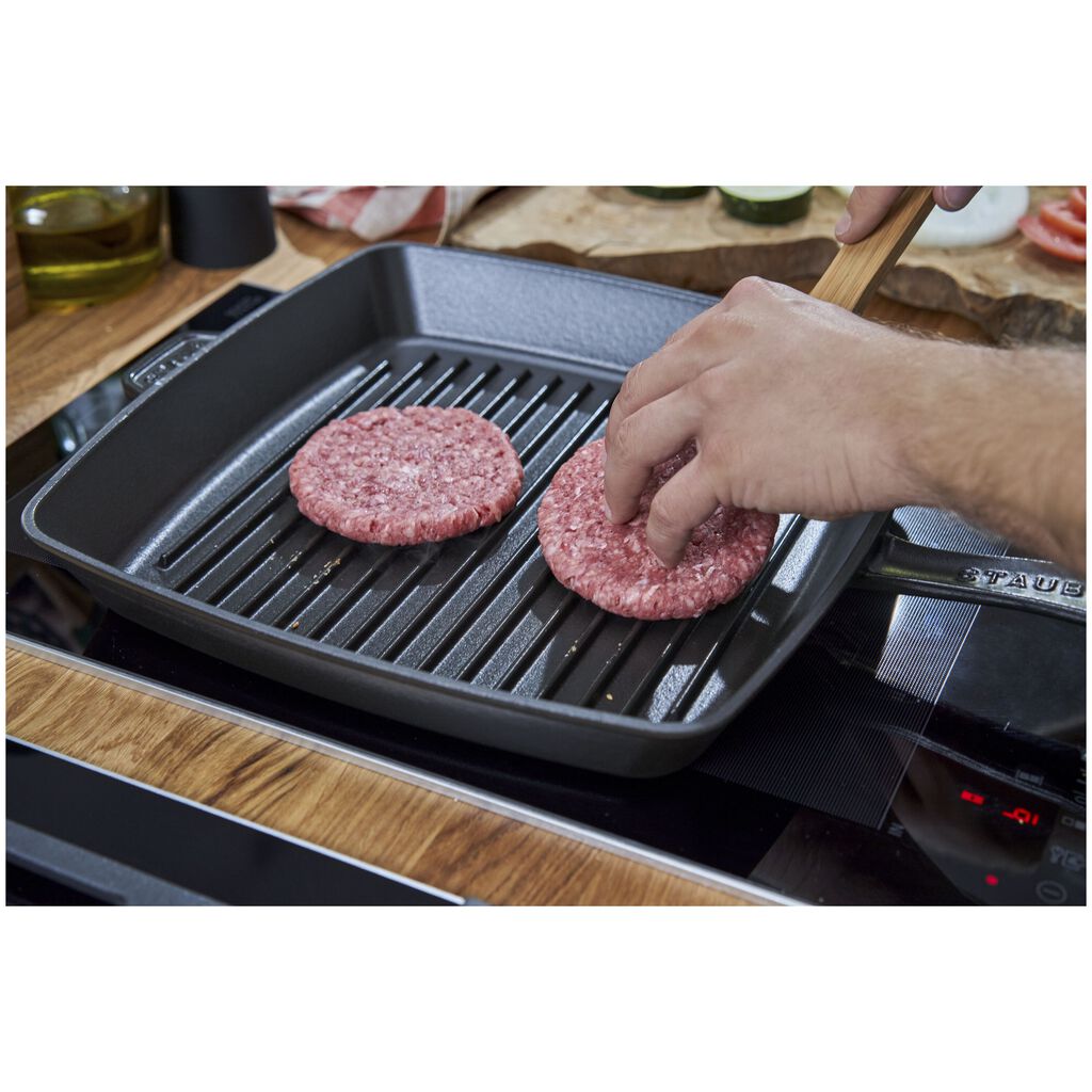 12-inch, Cast Iron, Square, Grill Pan, Matte Black,,large