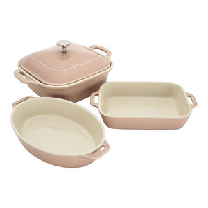 4-pc, Macaron Mixed Baking Dish Set, Light Pink