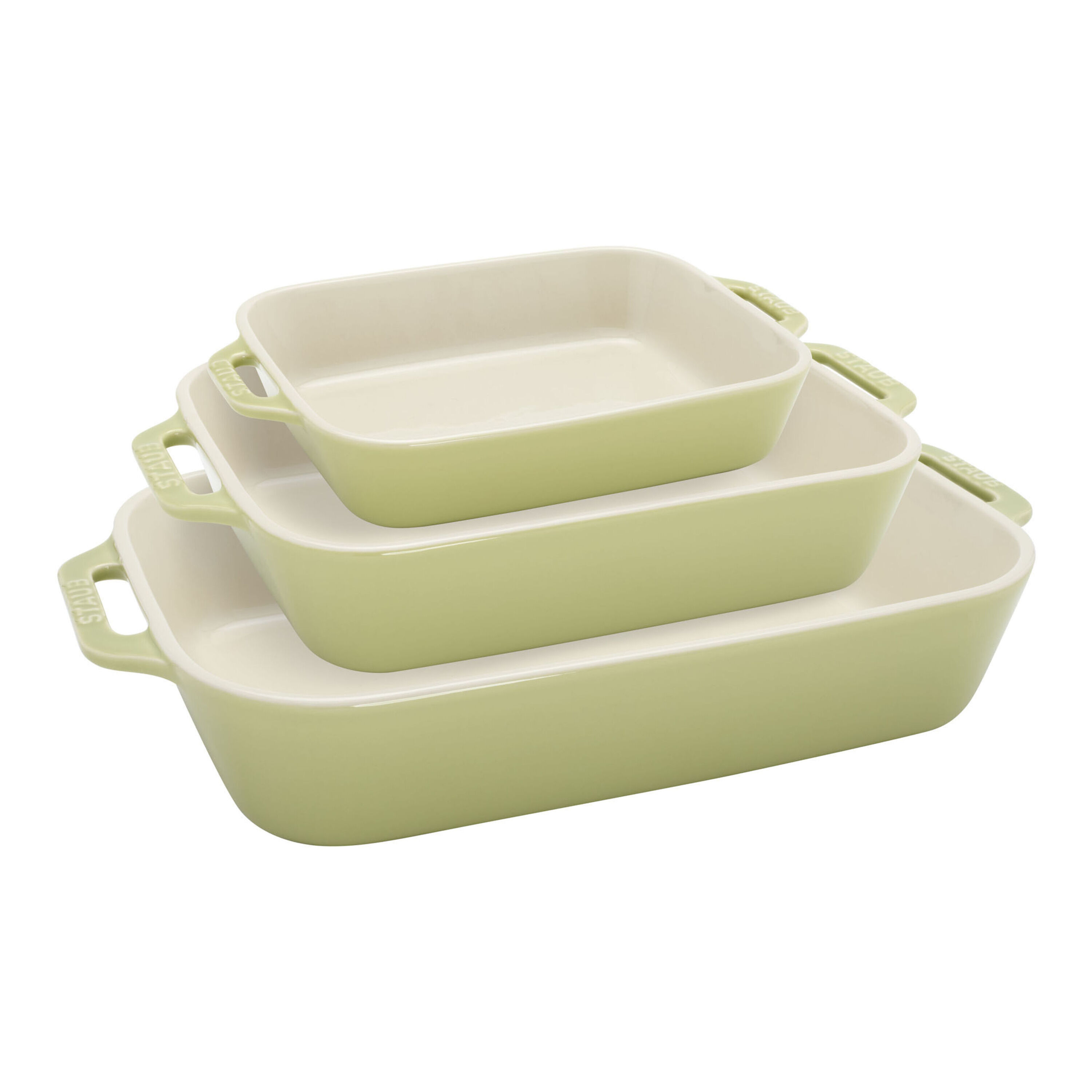 Buy Stoneware 3-pc, Rectangular Baking Dish Set, Light Green | STAUB Buy Stoneware 3-pc, Rectangular Baking Dish Set, Light Green | STAUB