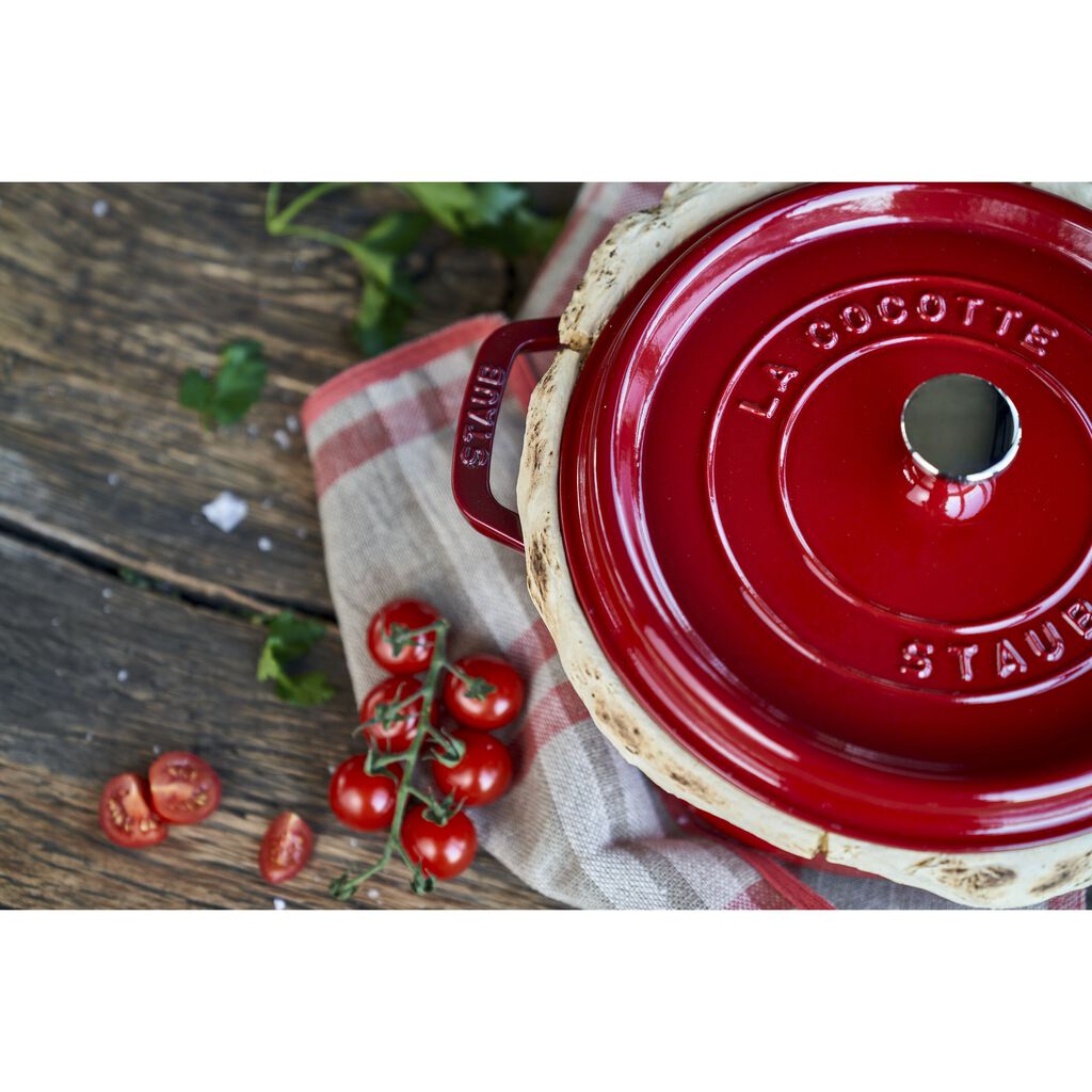 4 qt, Round, Cocotte, Cherry - Factory Second,,large