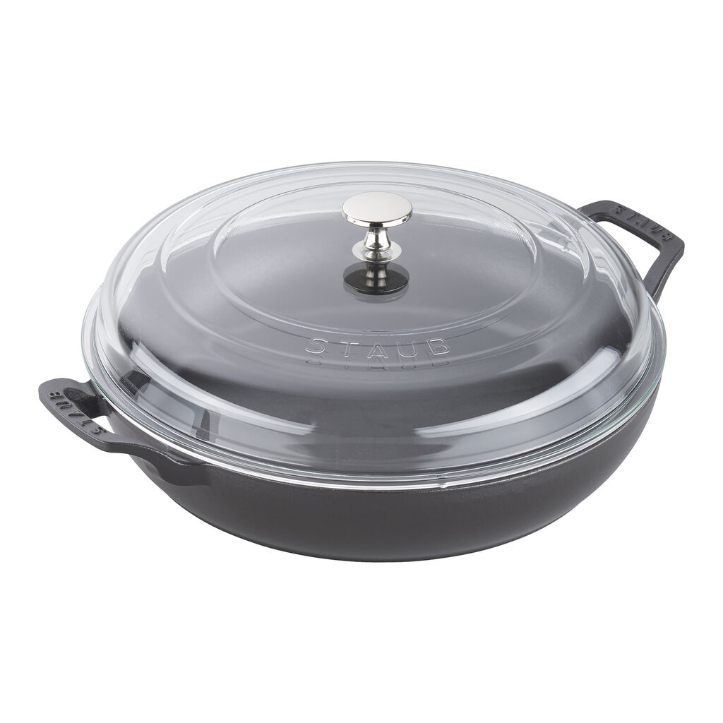 3.5 qt, Braiser With Glass Lid, Matte Black,,large