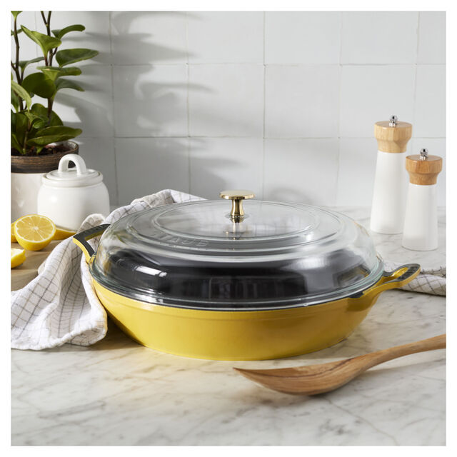 3.5 qt, Braiser With Glass Lid, Citron,,large