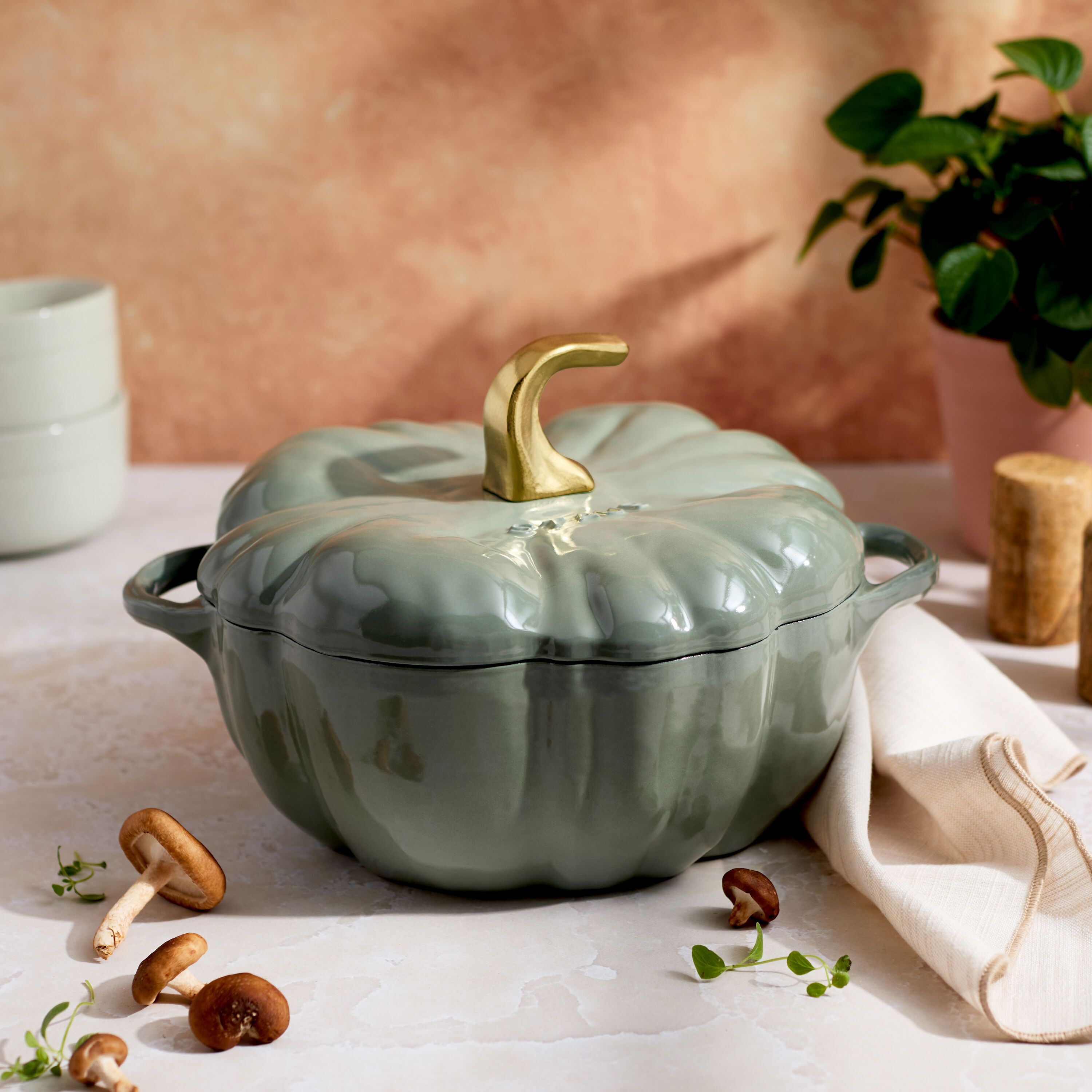 Buy Cast Iron 3.5 qt, Pumpkin, Dutch Oven With Gold Stem