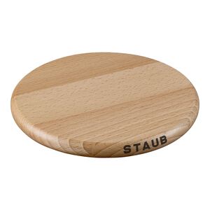6-inch, Round, Magnetic Wood Trivet, Brown
