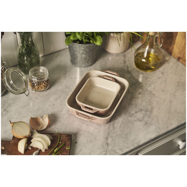 2-pc, Rectangular Baking Dish Set Macaron, Light Pink,,large