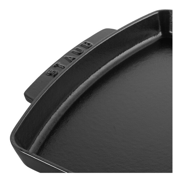 13-inch x 9-inch, Rectangular Serving Dish With Wood Base, Matte Black,,large