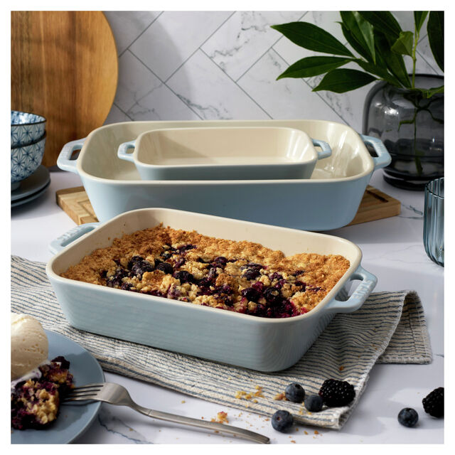 3-pc, Rectangular Baking Dish Set, Light Blue,,large