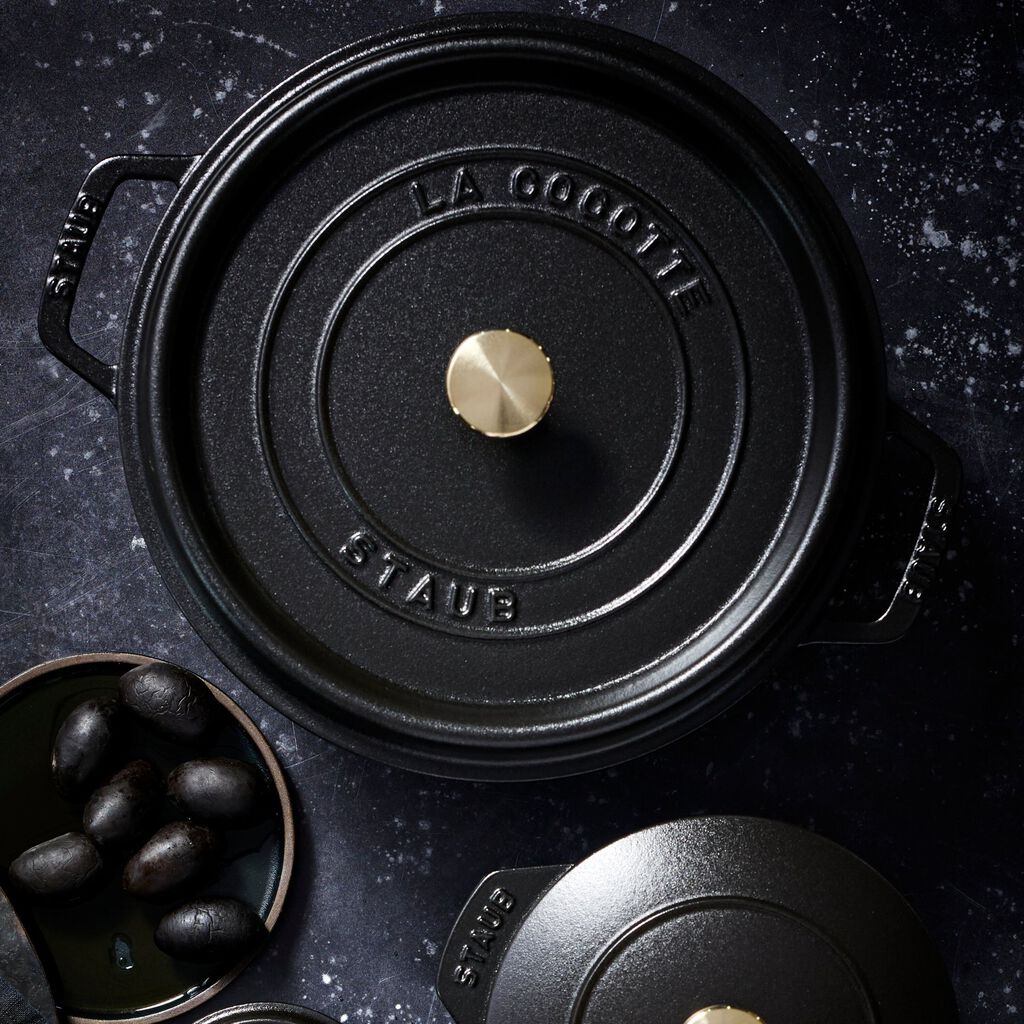 7 qt, Round, Dutch Oven, Matte Black,,large