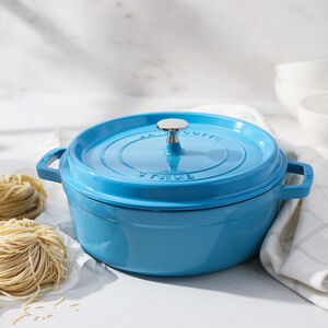 4 qt, Round, Shallow Wide Dutch Oven, French Blue