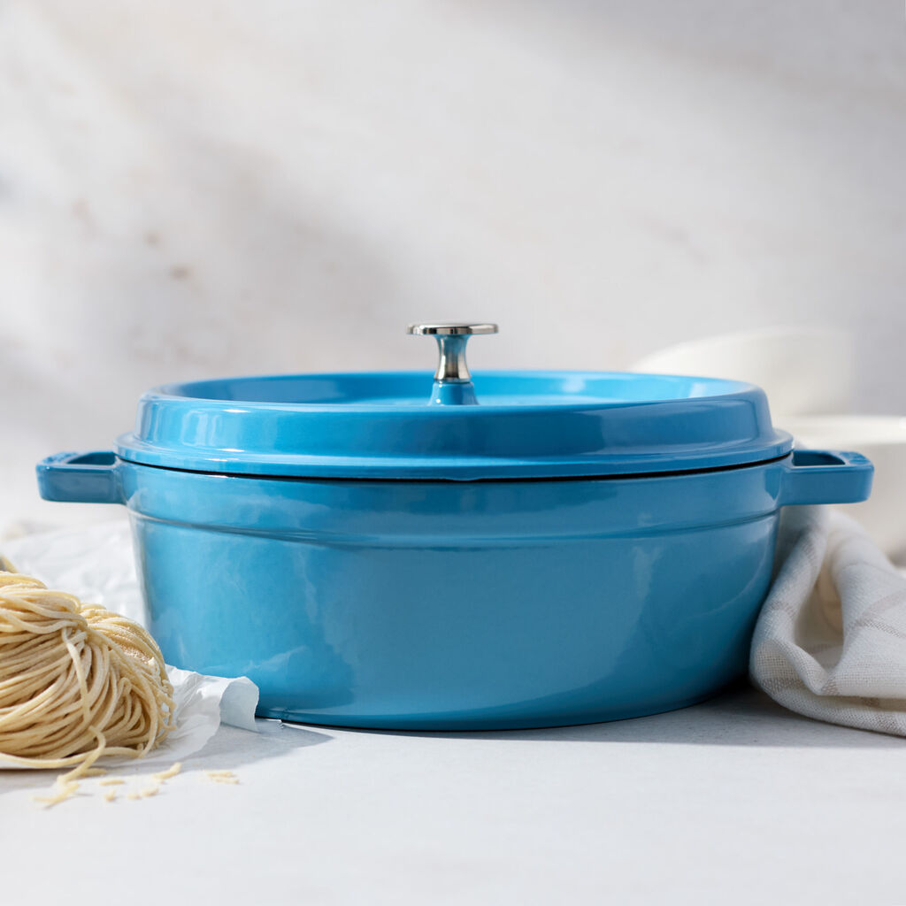 4 qt, Round, Shallow Wide Dutch Oven, French Blue,,large