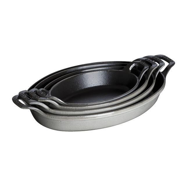 8.25 inch, Oval, Gratin Baking Dish, Graphite Grey,,large