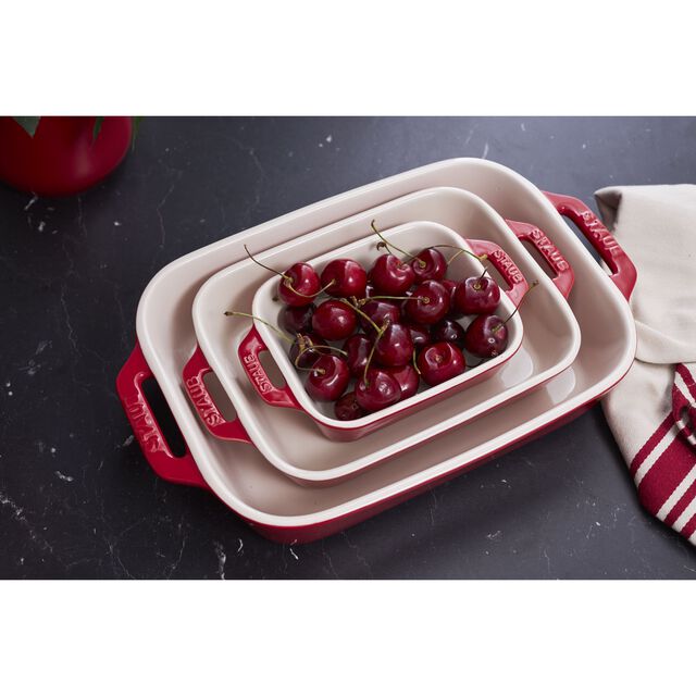 3-pc, Rectangular Baking Dish Set, Cherry,,large