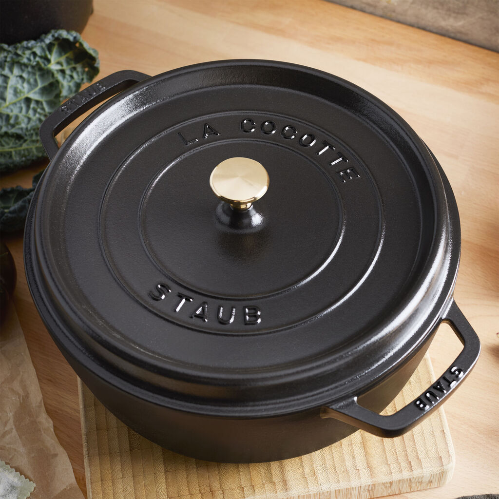 6 qt, Round, Shallow Wide Dutch Oven, Matte Black,,large