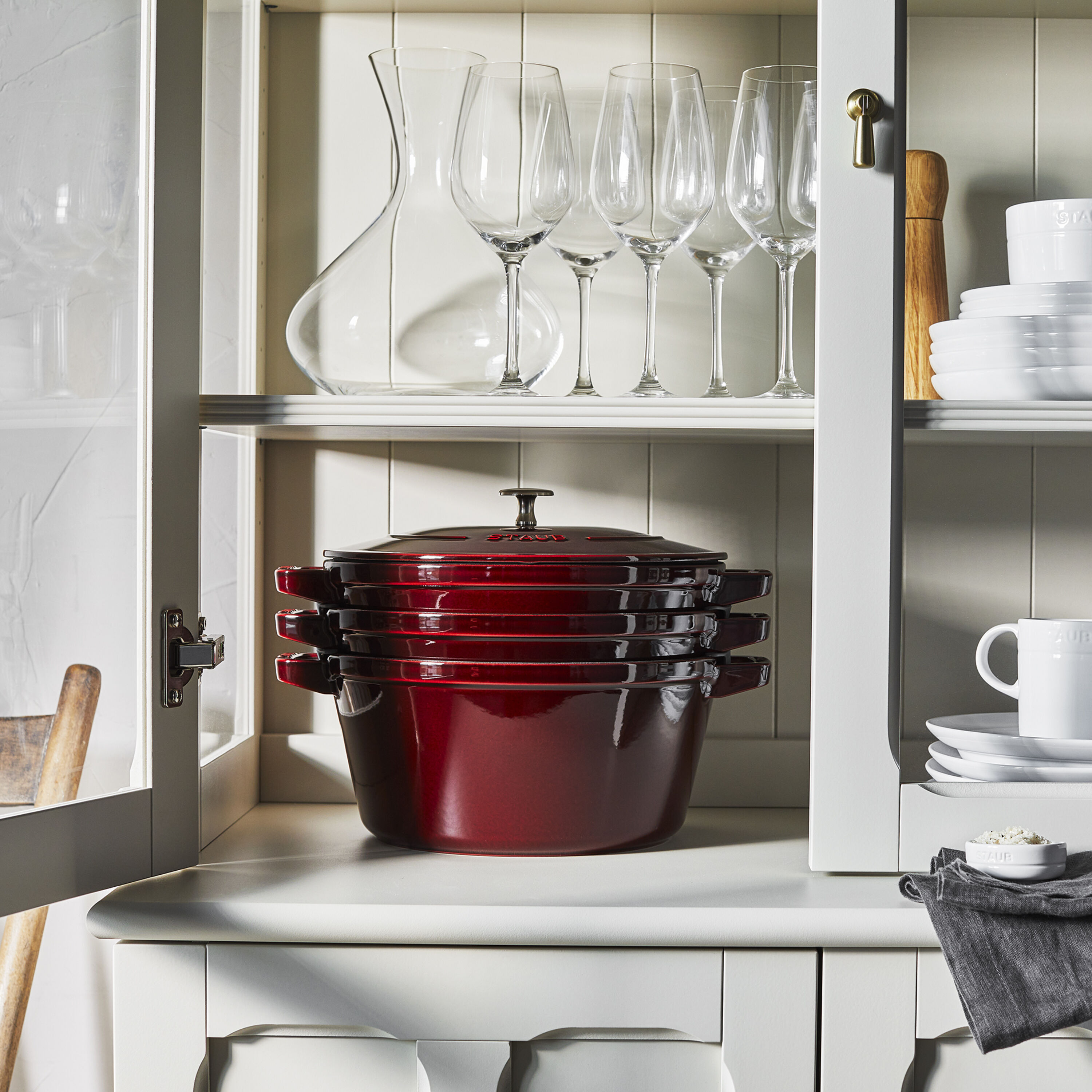 Cast Iron 4-pc Stackable Cookware Set, Grenadine, Cast Iron | STAUB