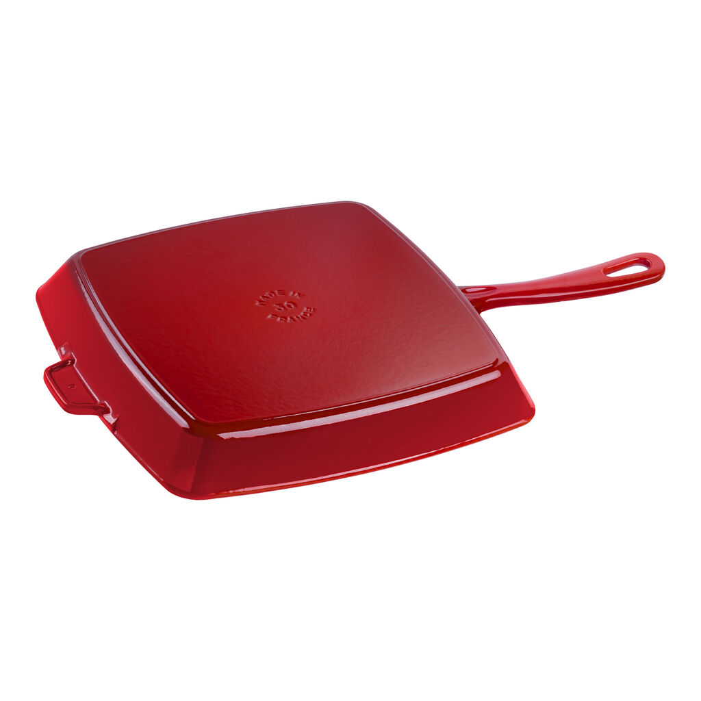 12-inch, Cast Iron, Square, Grill Pan, Cherry,,large