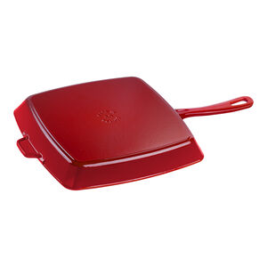 12-inch, Cast Iron, Square, Grill Pan, Cherry