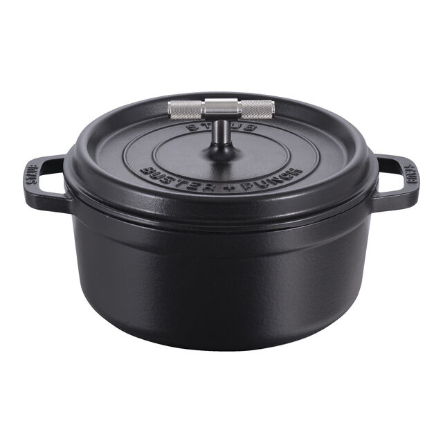 4 qt, Round, Dutch Oven Buster And Punch, Matte Black,,large