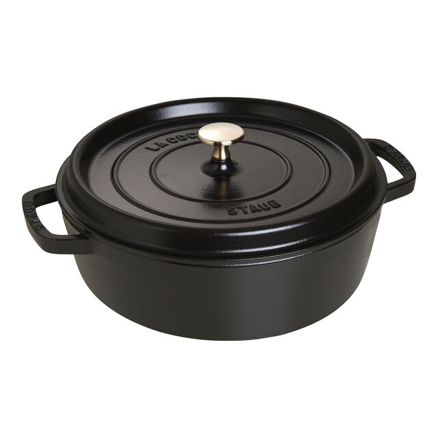 6 qt, Round, Shallow Wide Dutch Oven, Matte Black