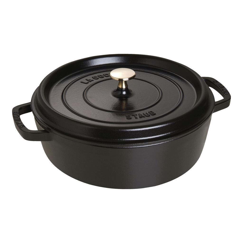 6 qt, Round, Shallow Wide Dutch Oven, Matte Black,,large