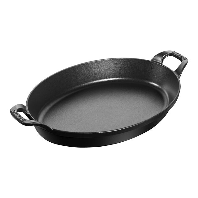 12.5-inch, Oval, Gratin Baking Dish, Matte Black,,large
