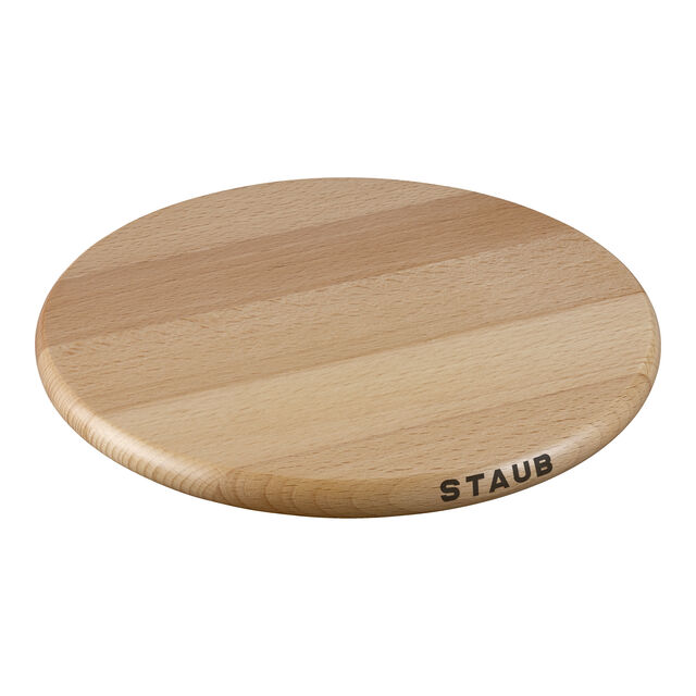 9-inch, Round, Magnetic Wood Trivet, Brown,,large