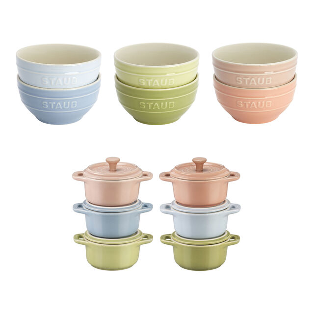12-pc, Mini Cocotte and Bowl Set, Mixed Colors,,large