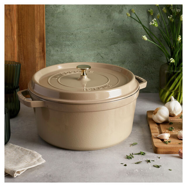 7 qt, Round, Dutch Oven, Sesame,,large