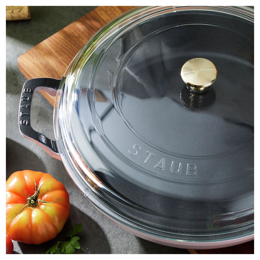3.5 qt, Braiser With Glass Lid, Peony Pink,,large