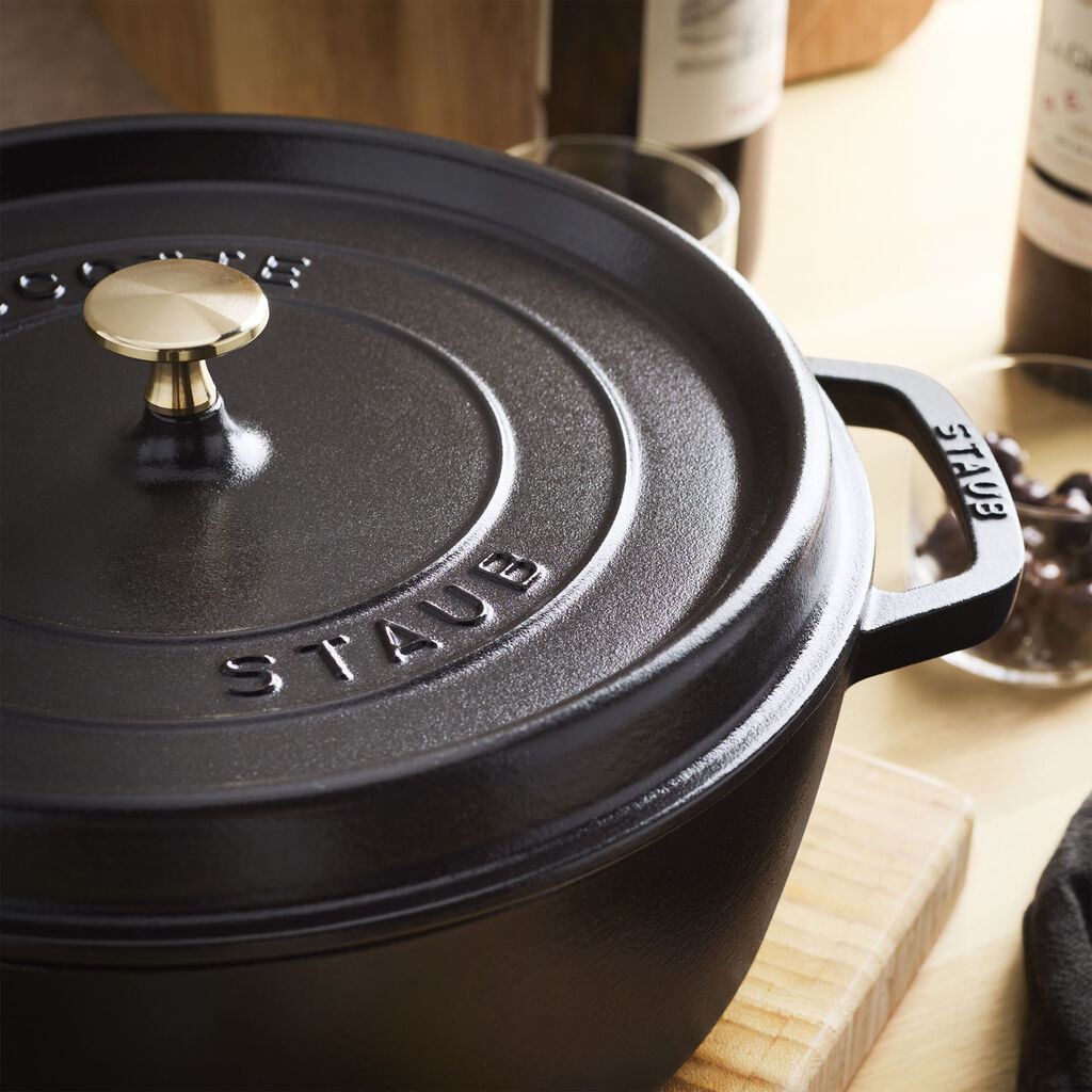 6 qt, Round, Shallow Wide Dutch Oven, Matte Black,,large
