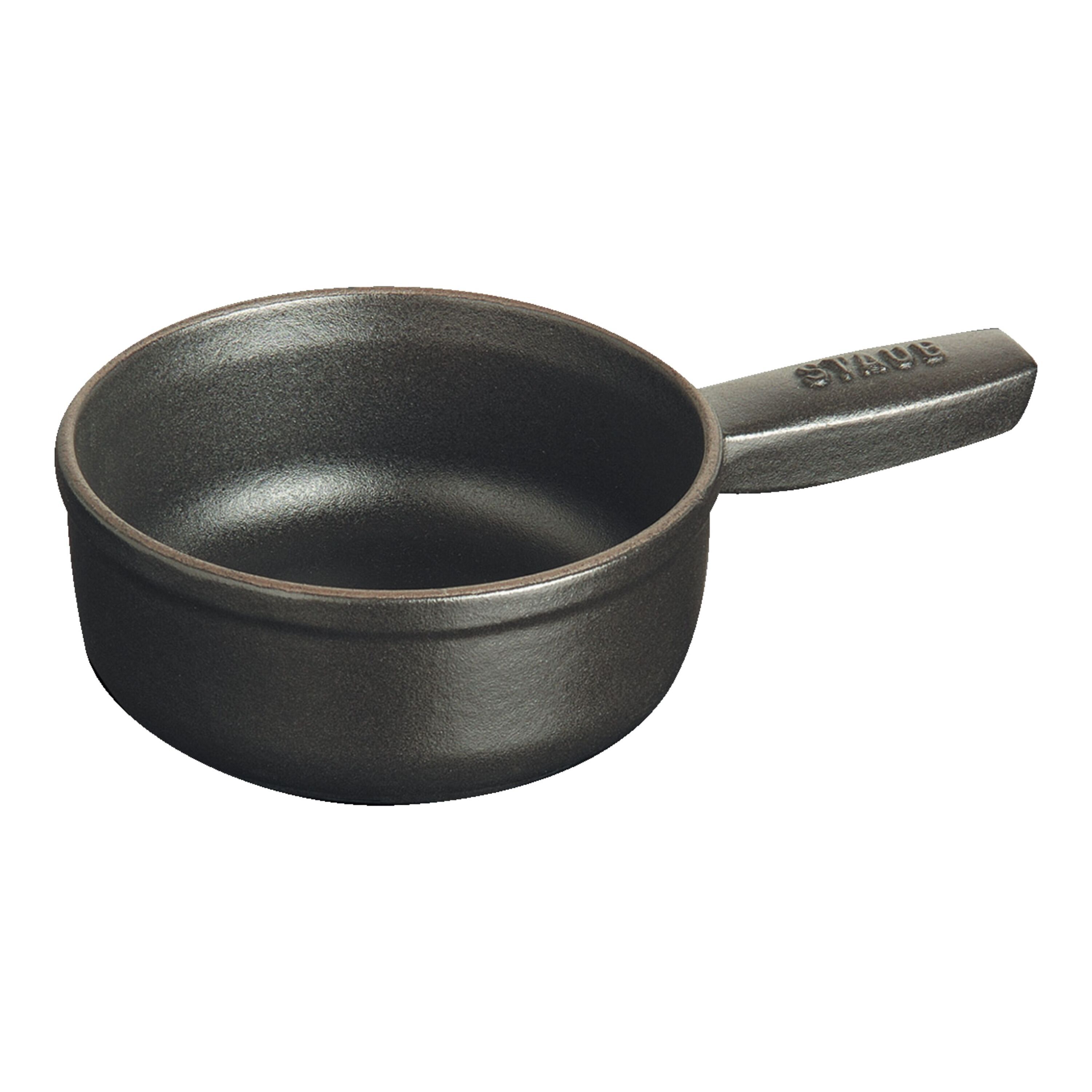 Staub スモールフォンデュセット グレー 12cm 40509-588 Cast Iron 4-inch, 0.25-qt Mini Chocolate Fondue Set, Matte Black