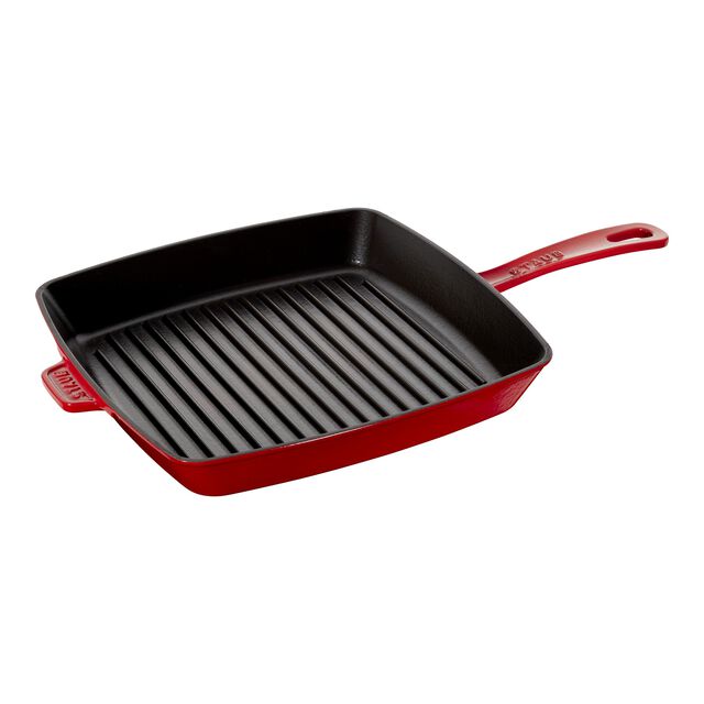 12-inch, Cast Iron, Square, Grill Pan, Cherry,,large