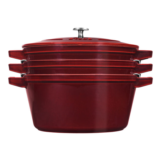 4-pc Stackable Cookware Set, Grenadine, Cast Iron ,,large
