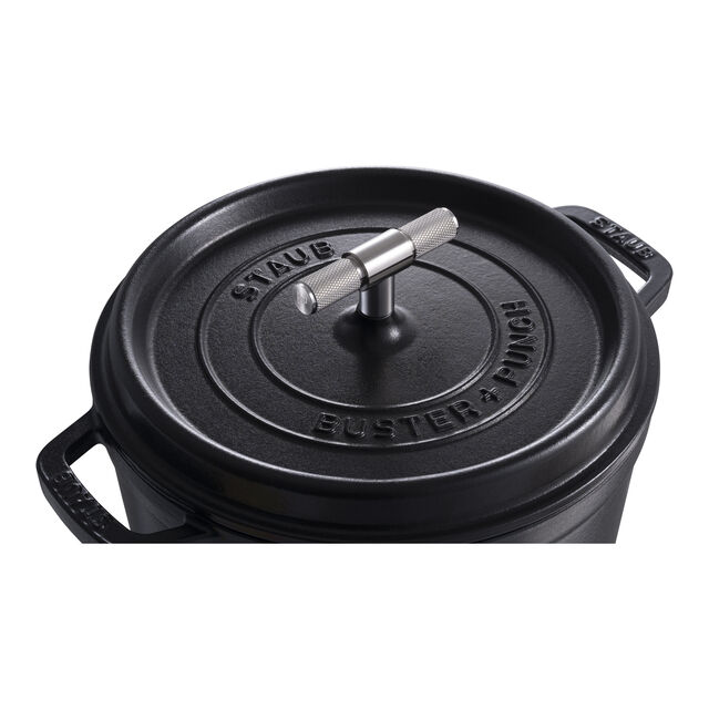 4 qt, Round, Dutch Oven Buster And Punch, Matte Black,,large