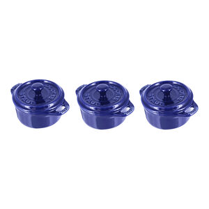 3-pc, Mini Round Dutch Oven Set, Dark Blue